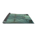 Thickness of Patterned Blue Moss Green Rug, pat3976lblu