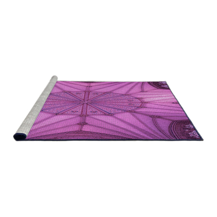 Sideview of Machine Washable Transitional Bright Neon Pink Purple Rug, wshpat3976pur