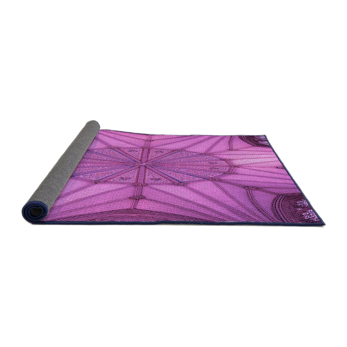 Thickness of Patterned Bright Neon Pink Purple Rug, pat3976pur