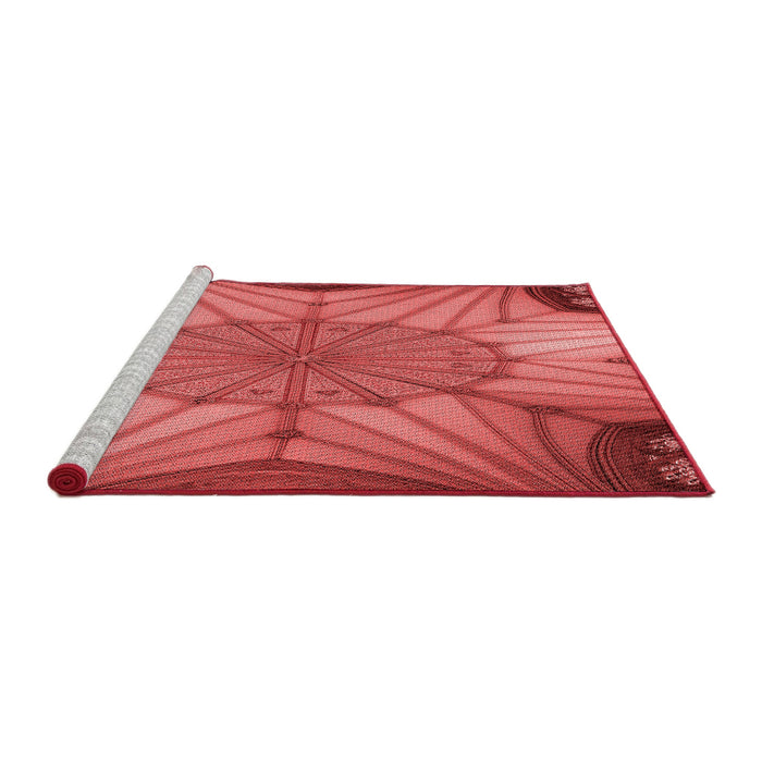 Sideview of Machine Washable Transitional Red Rug, wshpat3976rd