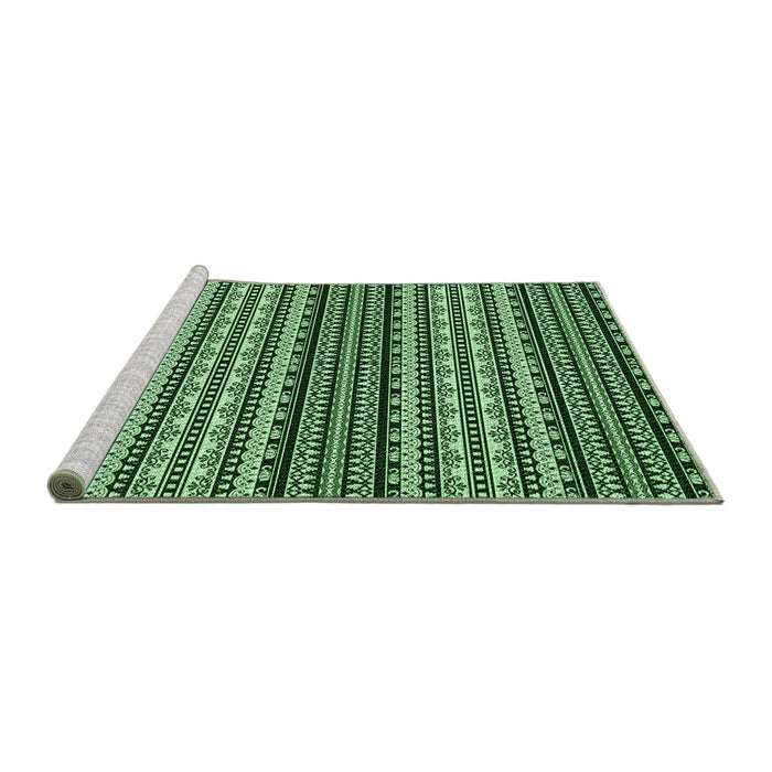 Sideview of Machine Washable Transitional Light Green Rug, wshpat3977grn