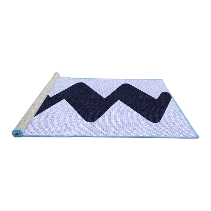 Sideview of Machine Washable Transitional Blue Rug, wshpat3980blu