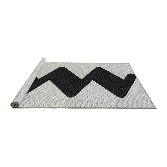 Sideview of Machine Washable Transitional Light Black Rug, wshpat3980gry