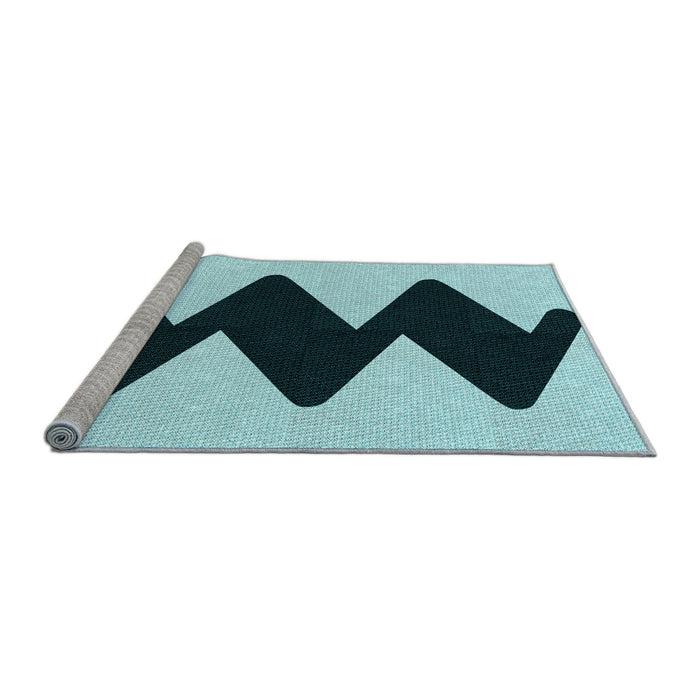 Sideview of Machine Washable Transitional Medium Teal Green Rug, wshpat3980lblu