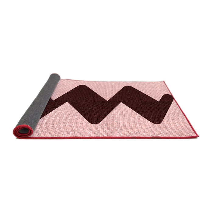 Thickness of Patterned Light Red Pink Rug, pat3980rd