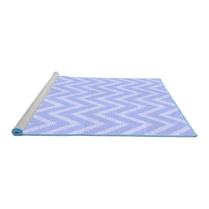 Sideview of Machine Washable Transitional Sky Blue Rug, wshpat3981blu