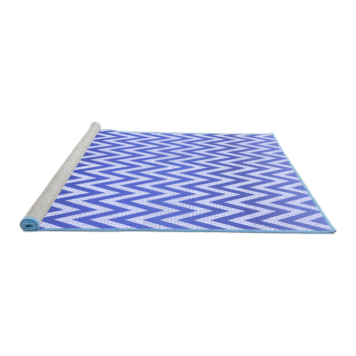 Sideview of Machine Washable Transitional Blue Rug, wshpat3982blu