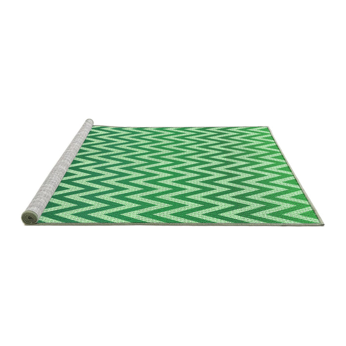 Sideview of Machine Washable Transitional Green Rug, wshpat3982grn