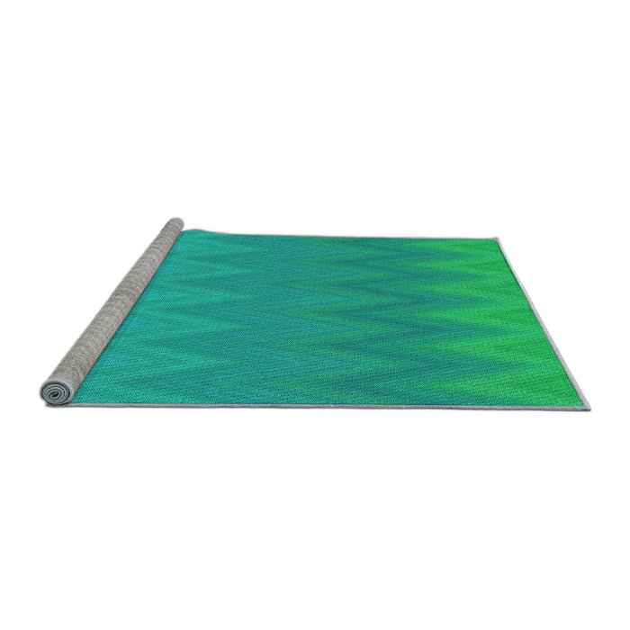Sideview of Machine Washable Transitional Dark Turquoise Green Rug, wshpat3983lblu
