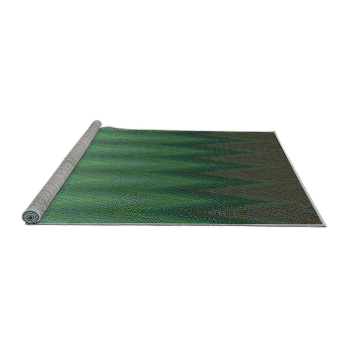 Sideview of Machine Washable Transitional Medium Forest Green Rug, wshpat3984lblu