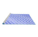 Sideview of Machine Washable Transitional Sky Blue Rug, wshpat3985blu