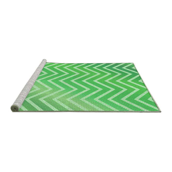 Sideview of Machine Washable Transitional Green Rug, wshpat3985grn