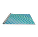 Sideview of Machine Washable Transitional Bright Turquoise Blue Rug, wshpat3985lblu