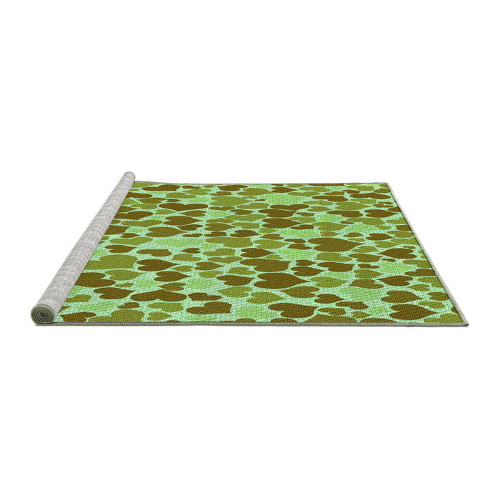 Sideview of Machine Washable Transitional Dark Yellow Green Rug, wshpat4grn