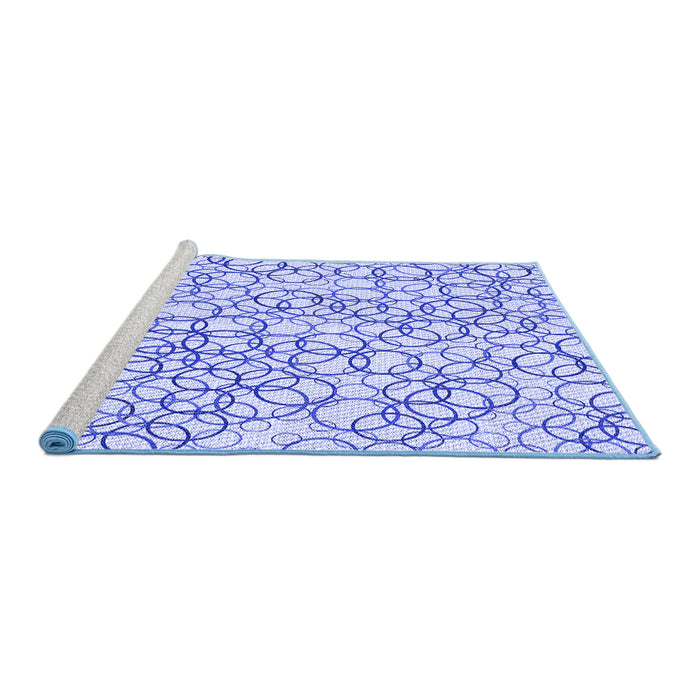 Sideview of Machine Washable Transitional Lavender Blue Rug, wshpat400blu