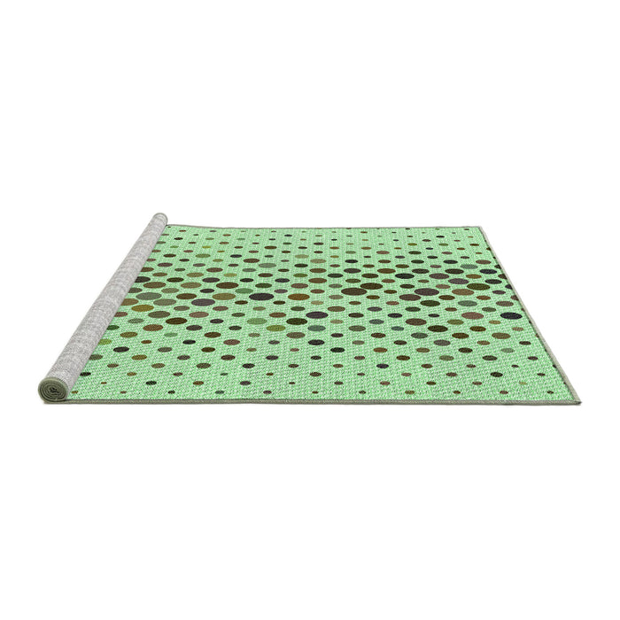 Sideview of Machine Washable Transitional Green Rug, wshpat401grn