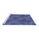 Sideview of Machine Washable Transitional Blue Rug, wshpat403blu