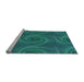 Sideview of Machine Washable Transitional Dark Turquoise Green Rug, wshpat403lblu