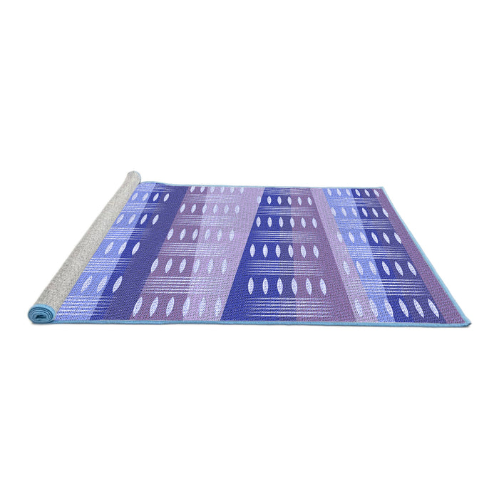 Sideview of Machine Washable Transitional Slate Blue Rug, wshpat406blu