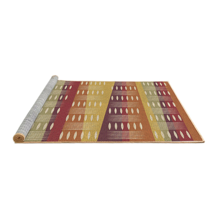 Sideview of Machine Washable Transitional Yellow Orange Rug, wshpat406brn