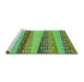 Sideview of Machine Washable Transitional Green Rug, wshpat406grn