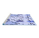 Sideview of Machine Washable Transitional Blue Rug, wshpat408blu