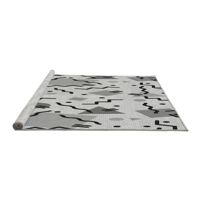Sideview of Machine Washable Transitional Platinum Gray Rug, wshpat408gry