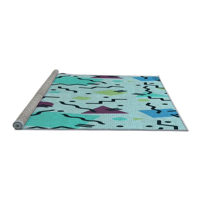 Sideview of Machine Washable Transitional Glacial Blue Ice Blue Rug, wshpat408lblu