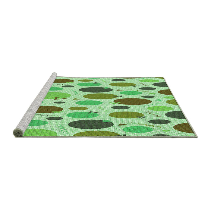 Sideview of Machine Washable Transitional Green Rug, wshpat409grn
