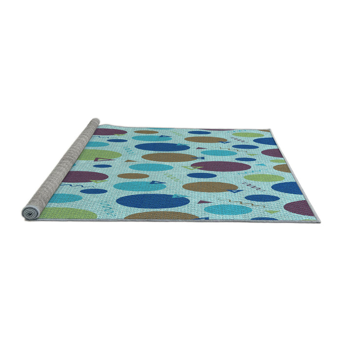 Sideview of Machine Washable Transitional Steel Blue Rug, wshpat409lblu