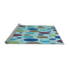 Sideview of Machine Washable Transitional Steel Blue Rug, wshpat409lblu