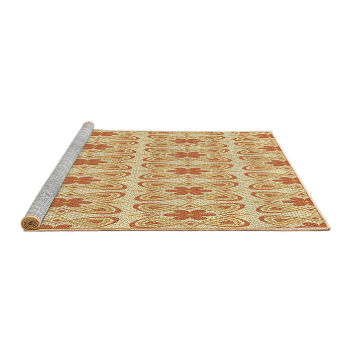 Sideview of Machine Washable Transitional Brown Gold Rug, wshpat410brn
