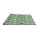 Sideview of Machine Washable Transitional Aquamarine Green Rug, wshpat410lblu