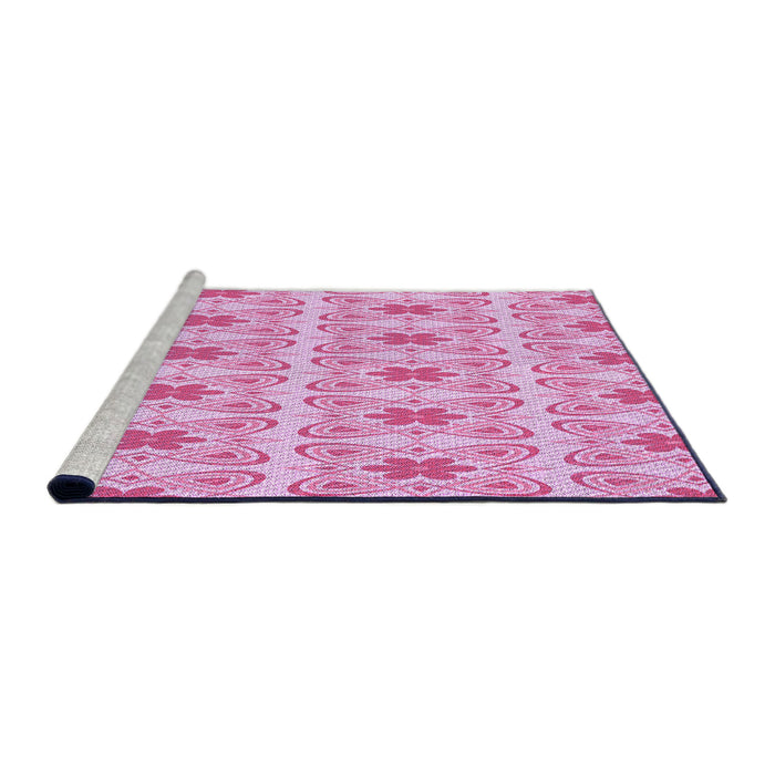 Sideview of Machine Washable Transitional Blossom Pink Rug, wshpat410pur