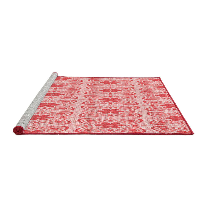 Sideview of Machine Washable Transitional Deep Rose Pink Rug, wshpat410rd