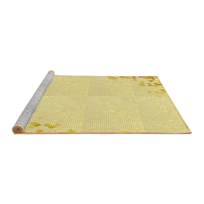 Sideview of Machine Washable Transitional Sun Yellow Rug, wshpat412yw
