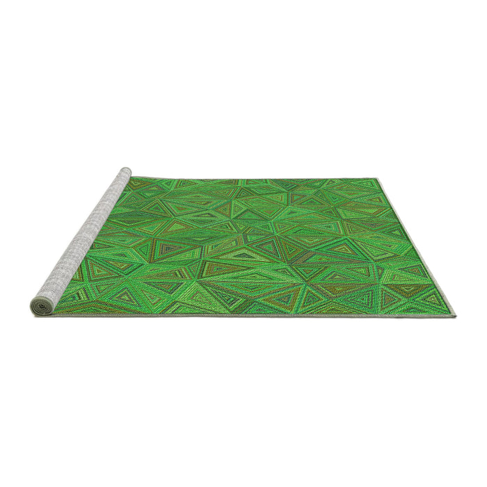 Sideview of Machine Washable Transitional Seaweed Green Rug, wshpat413grn