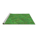 Sideview of Machine Washable Transitional Seaweed Green Rug, wshpat413grn