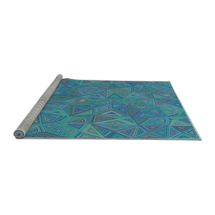 Sideview of Machine Washable Transitional Dark Turquoise Green Rug, wshpat413lblu