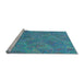 Sideview of Machine Washable Transitional Dark Turquoise Green Rug, wshpat413lblu