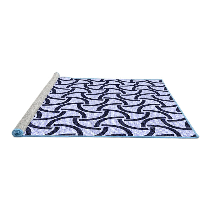 Sideview of Machine Washable Transitional Blue Rug, wshpat414blu