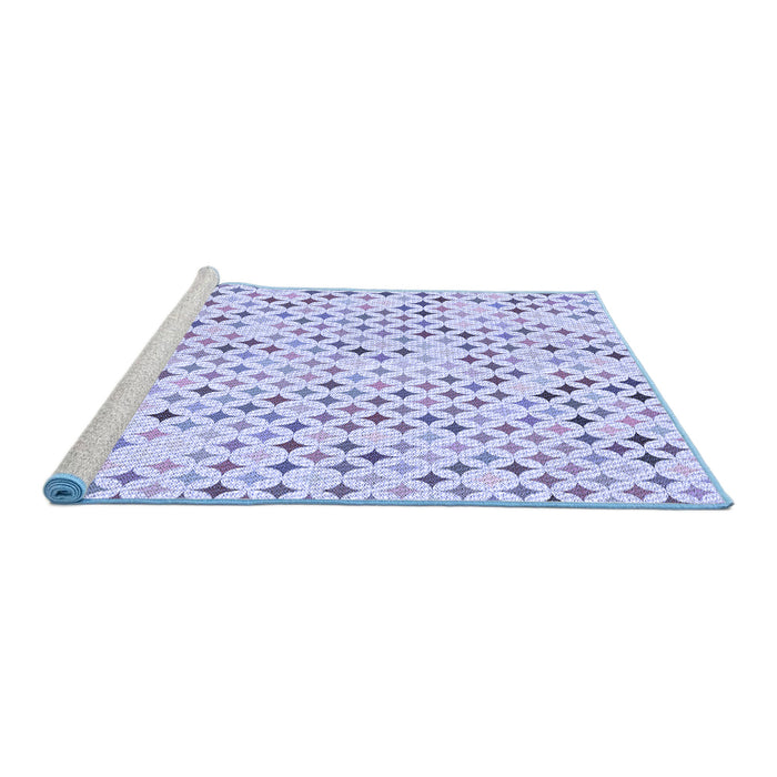 Sideview of Machine Washable Transitional Blue Rug, wshpat415blu