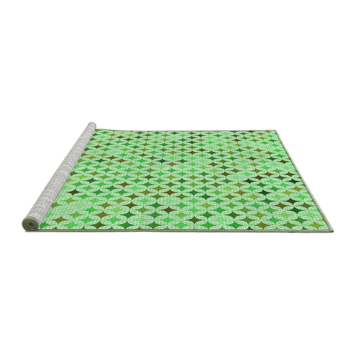 Sideview of Machine Washable Transitional Green Rug, wshpat415grn