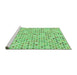 Sideview of Machine Washable Transitional Green Rug, wshpat415grn