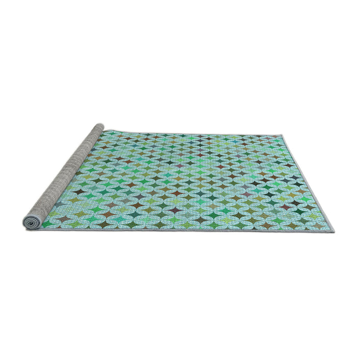 Sideview of Machine Washable Transitional Mint Green Rug, wshpat415lblu