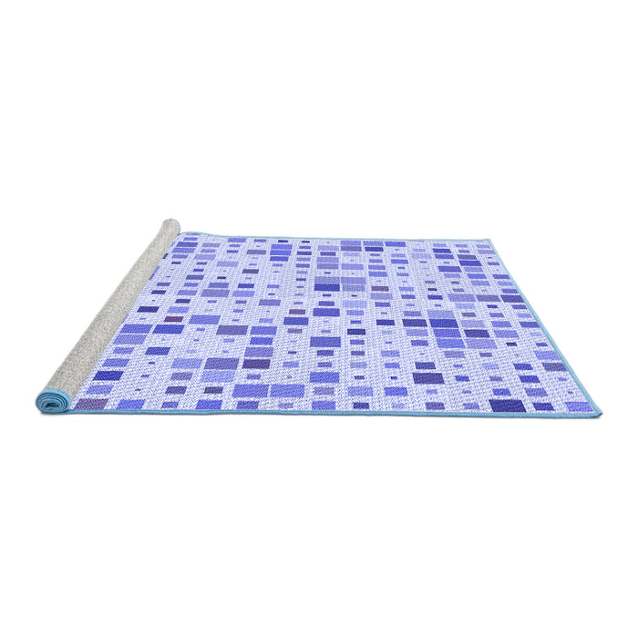Sideview of Machine Washable Transitional Blue Rug, wshpat416blu