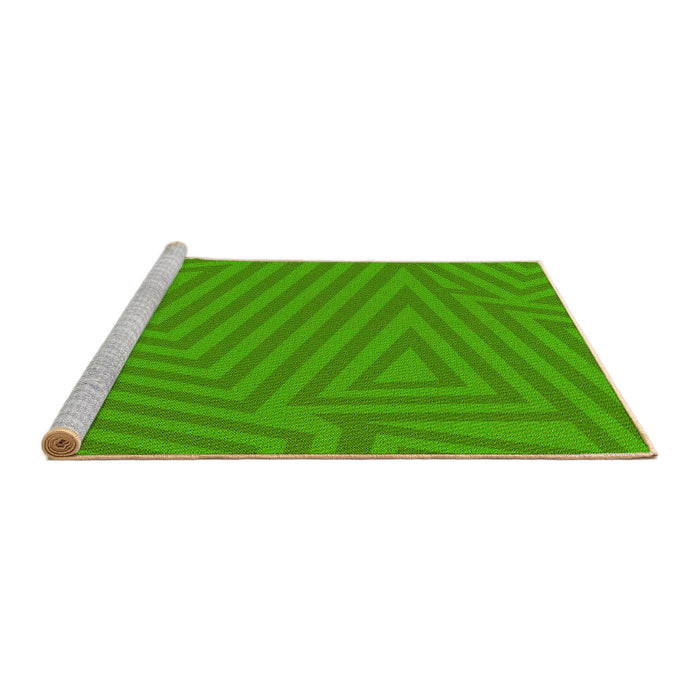 Sideview of Machine Washable Transitional Lime Green Rug, wshpat418yw
