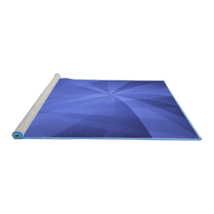 Sideview of Machine Washable Transitional Blue Rug, wshpat419blu