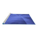 Sideview of Machine Washable Transitional Blue Rug, wshpat419blu