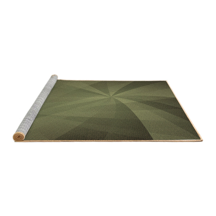 Sideview of Machine Washable Transitional Army Green Rug, wshpat419brn